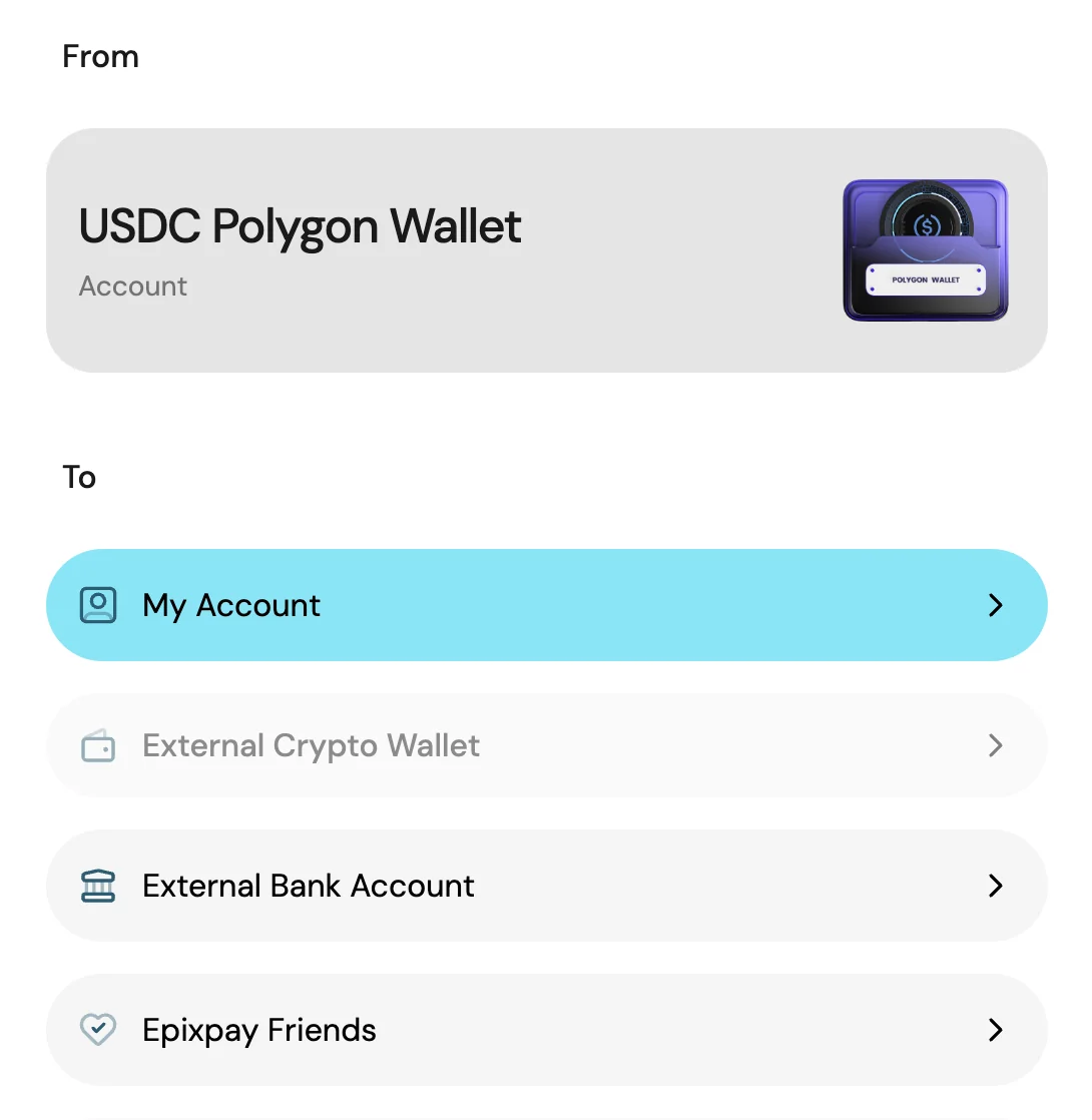 Transfer destination My Account