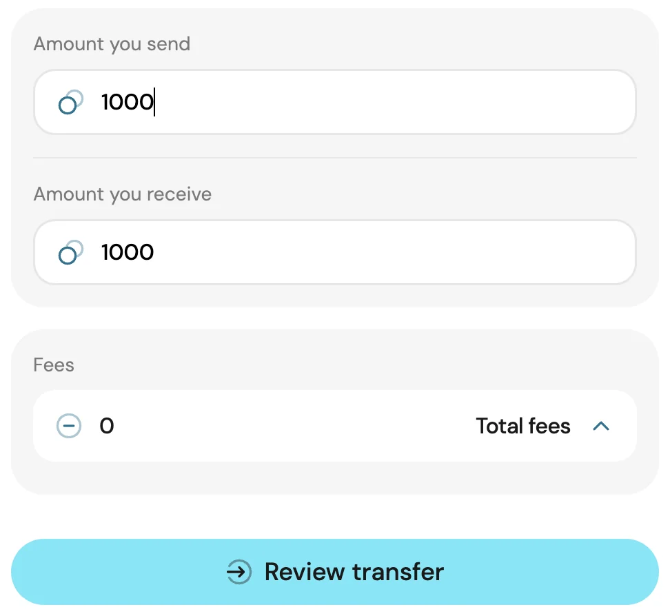 Transfer amount and Review transfer